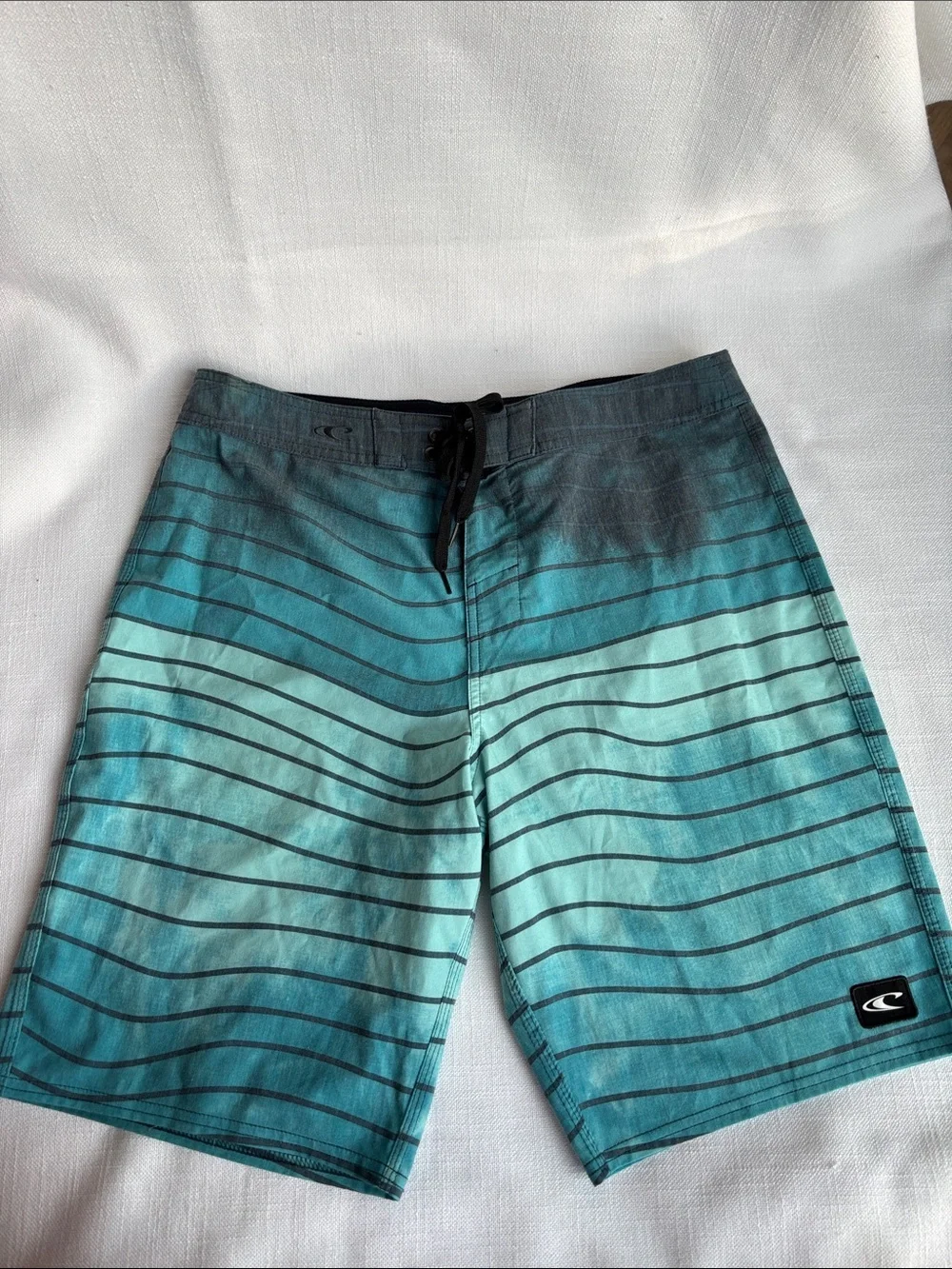 Quiksilver Teal & Aqua Striped Men's Board Shorts  -339sku